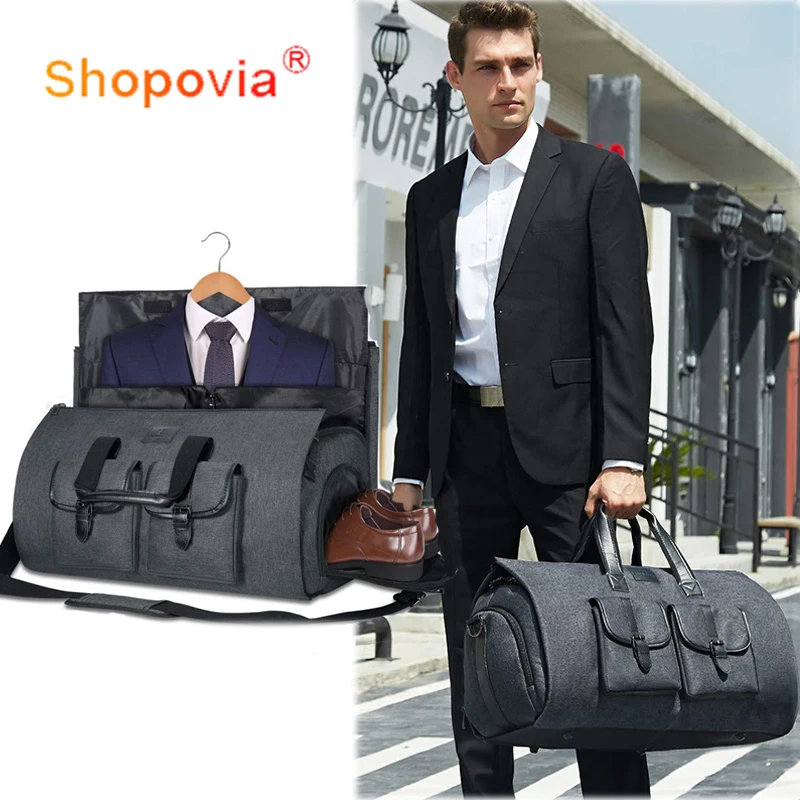 

Large Capacity Men Business Travel Bag Fashion Handheld Shoulder 2 in 1 Garment Bag Waterproof Portable Fitness Sport Duffle Bag