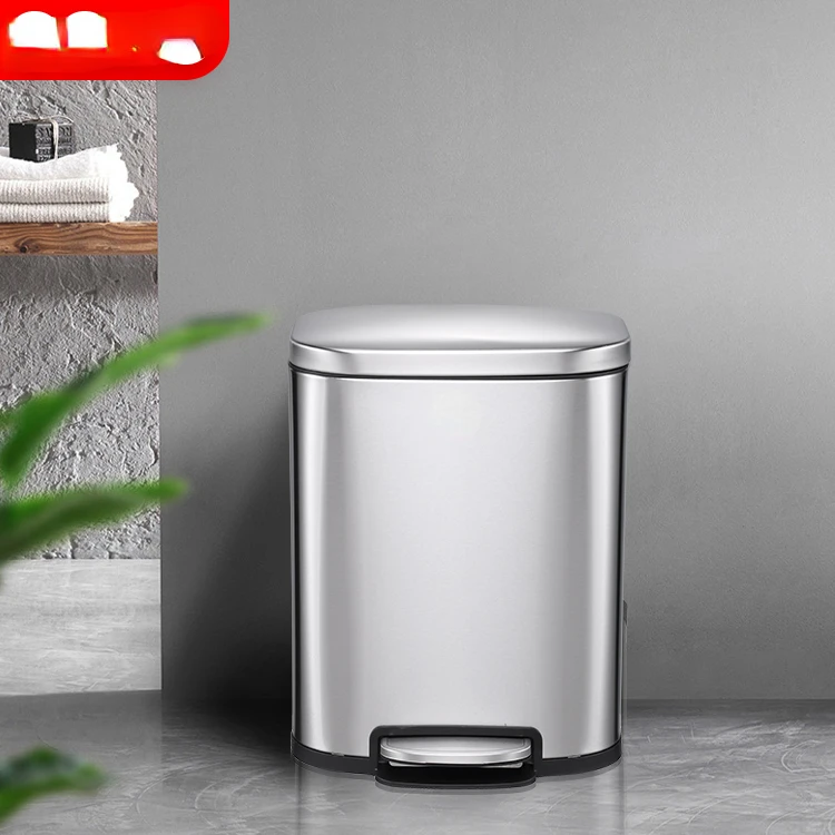 Self Sealing Trash Can Dual 2 Compartment Stainless Steel Bin Dustbin Garbage Bins For Home Kitchen Hotel Foot Pedal Trash Can