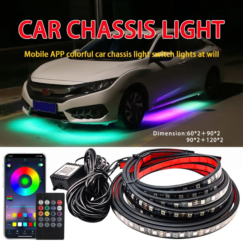 

2Pcs Car Colorful Chassis Light 5050 APP Control 90 * 120cm/60 * 90cm RGB Flexible Waterproof LED Strip Car Underglow Lights 12v