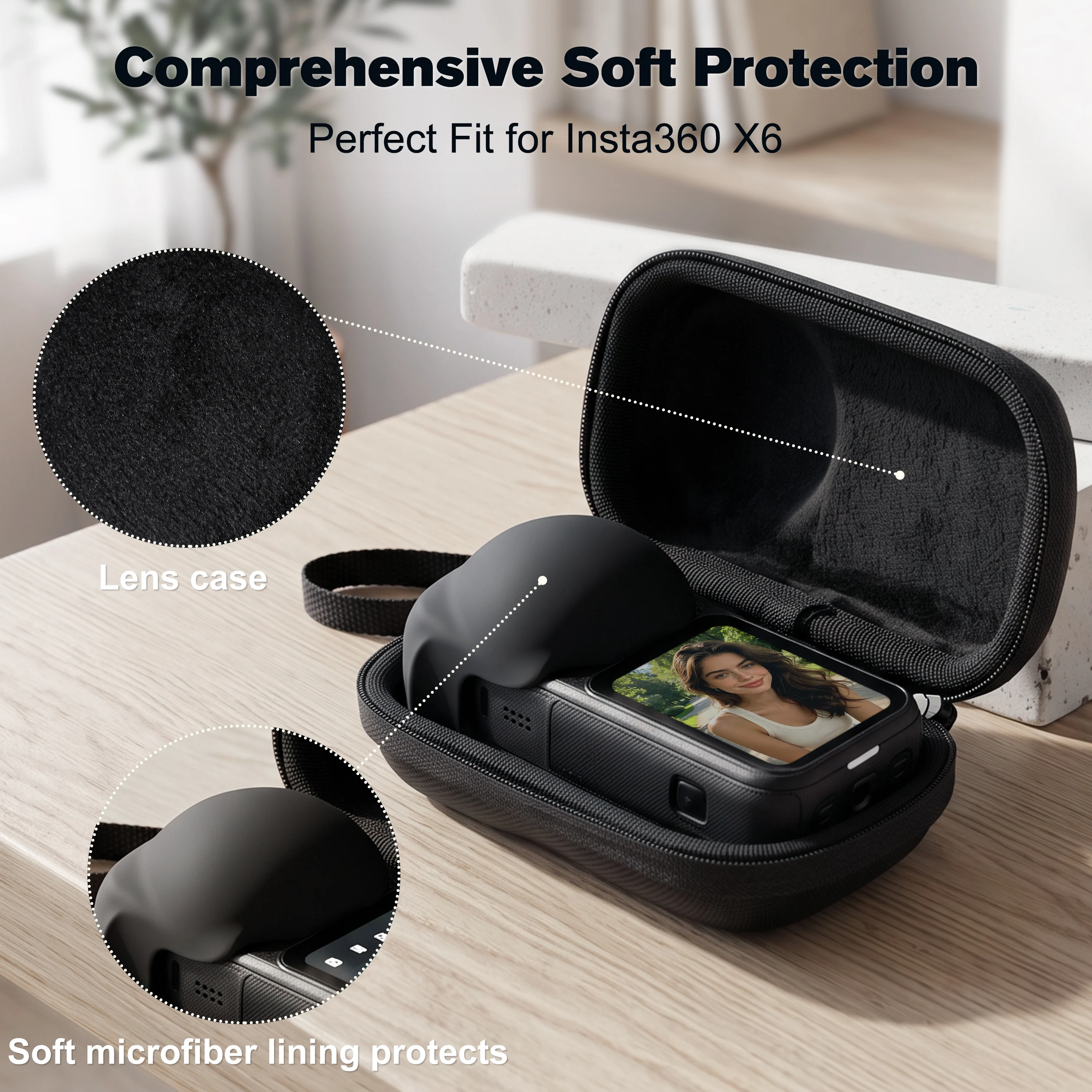 Image of Insta360 X6 Tasche Tragbare Kompakte Reisetasche aus Hartleder mit Weicher Innenseite für Insta 360 X6 Tragbare Mini-Tasche für Insta360 X6