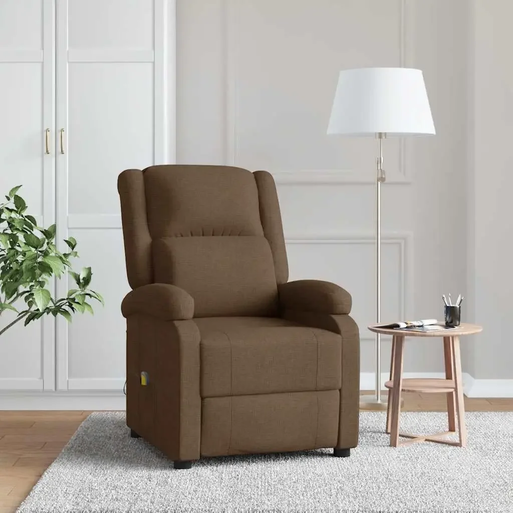 Manual Reclining Massage Chair, Fabric Single Sofa Recliner with 6-Point Vibration, Adjustable Backrest and Footrest