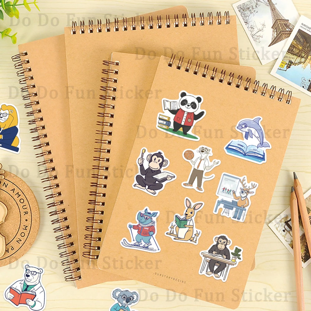 50 pçs dos desenhos animados aprendizagem criativa amor leitura animal tiantuan adesivos à prova dwaterproof água decoração caixa de papelaria portátil caso do telefone