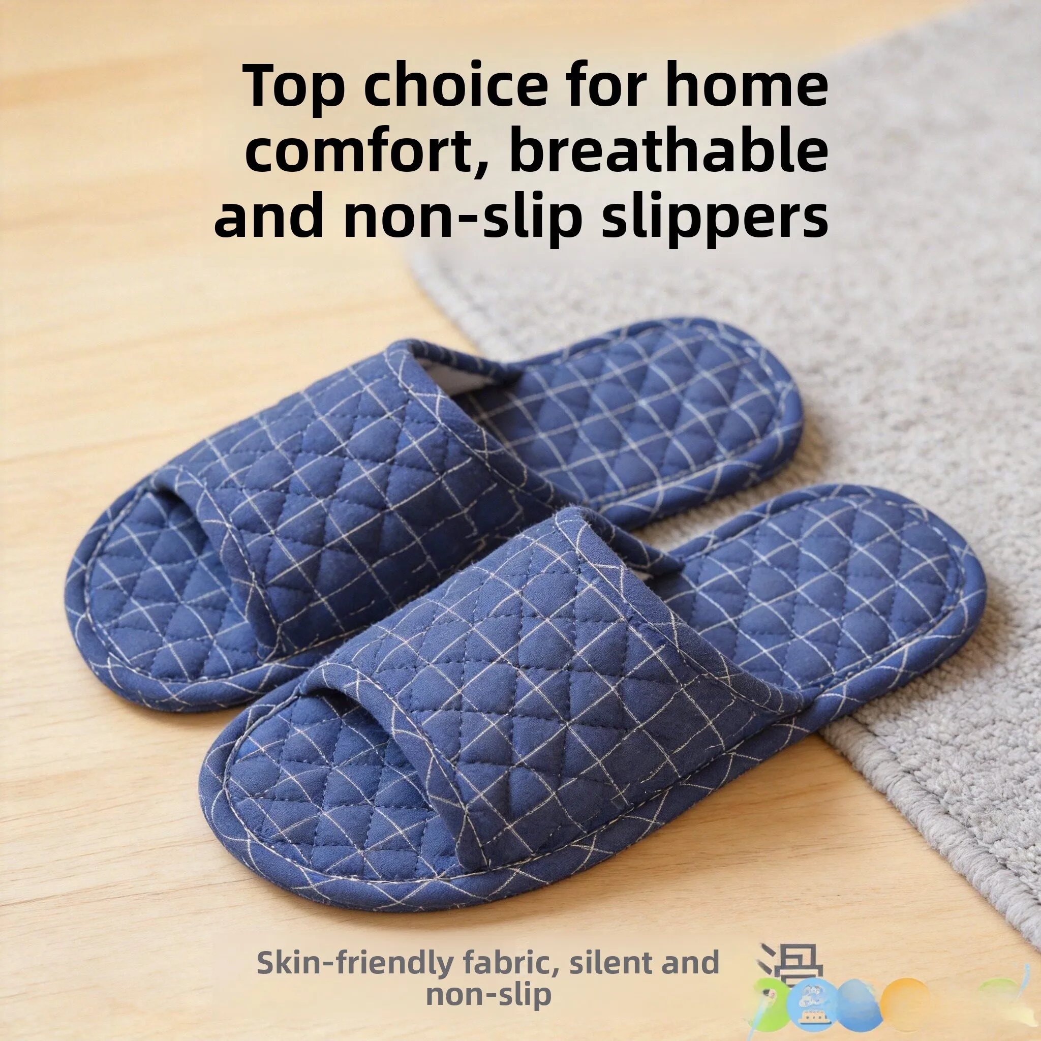 

Large Size Men's Fabric Bottom Slippers Soft Indoor Floor Carpet Silent Wooden Floor Machine Washable Home All Season Slippers