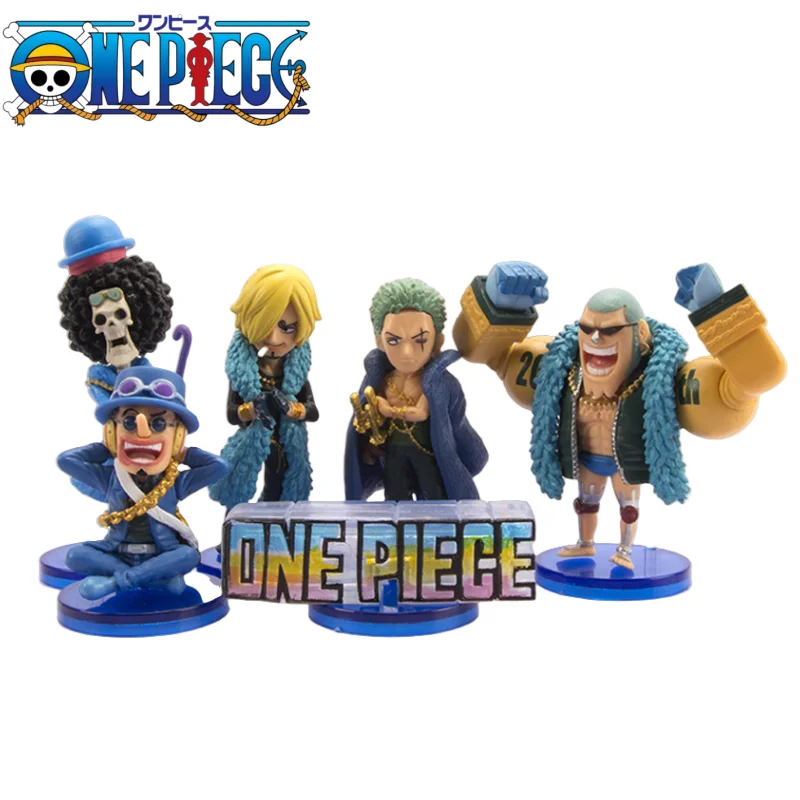 6pcs/set Anime One Piece Figure Set Franky Brook Usopp Sanji Zoro PVC Collectible Decorations Model Doll Children Toys For Gifts