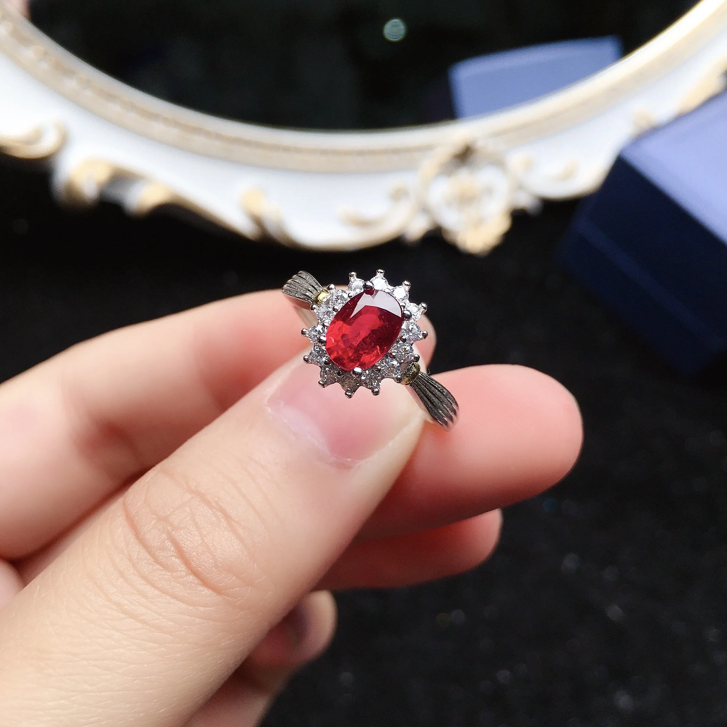 

100% Natural Garnet Ring for Daily Wear 5mm*7mm VVS Grade Garnet Silver Ring 925 Silver Garnet Jewelry