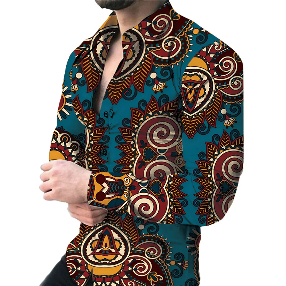 Men\'s Shirt Retro Street 2024 Spring/Summer Autumn/Winter Fashion 3D Printed Men\'s Shirt Long Sleeve Button Top