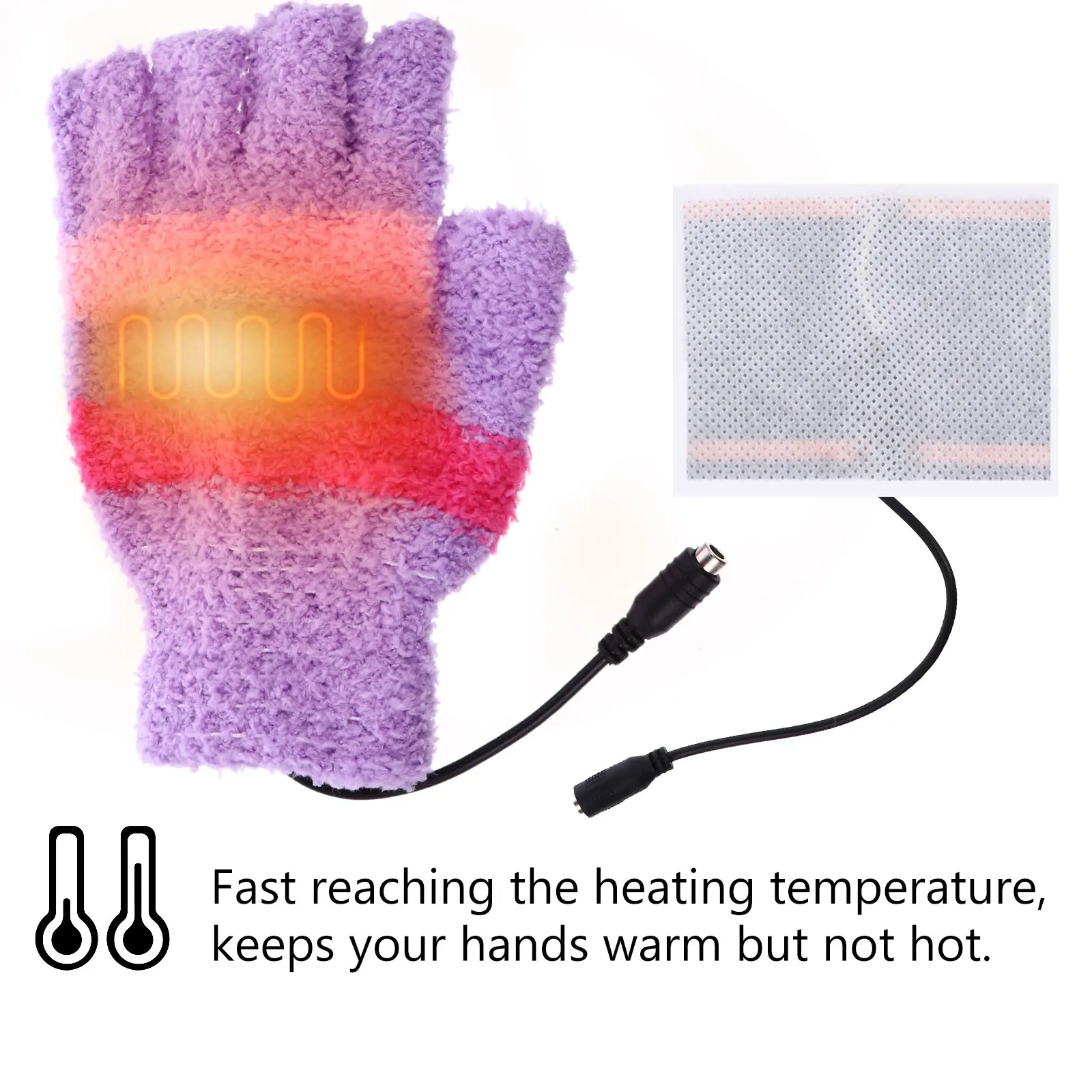 

Universal Electric Heating Finger Gloves Men and Women Thermal Winter Knitted Heated Fingerless