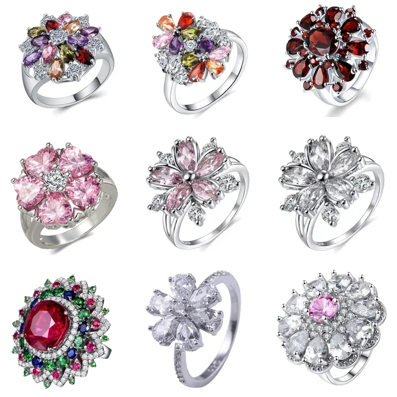 New Shiny Luxury Zircon Ring Bridal Wedding High Quality Wedding Accessories Flowers Pink Color Jewelry Headwear Wholesale