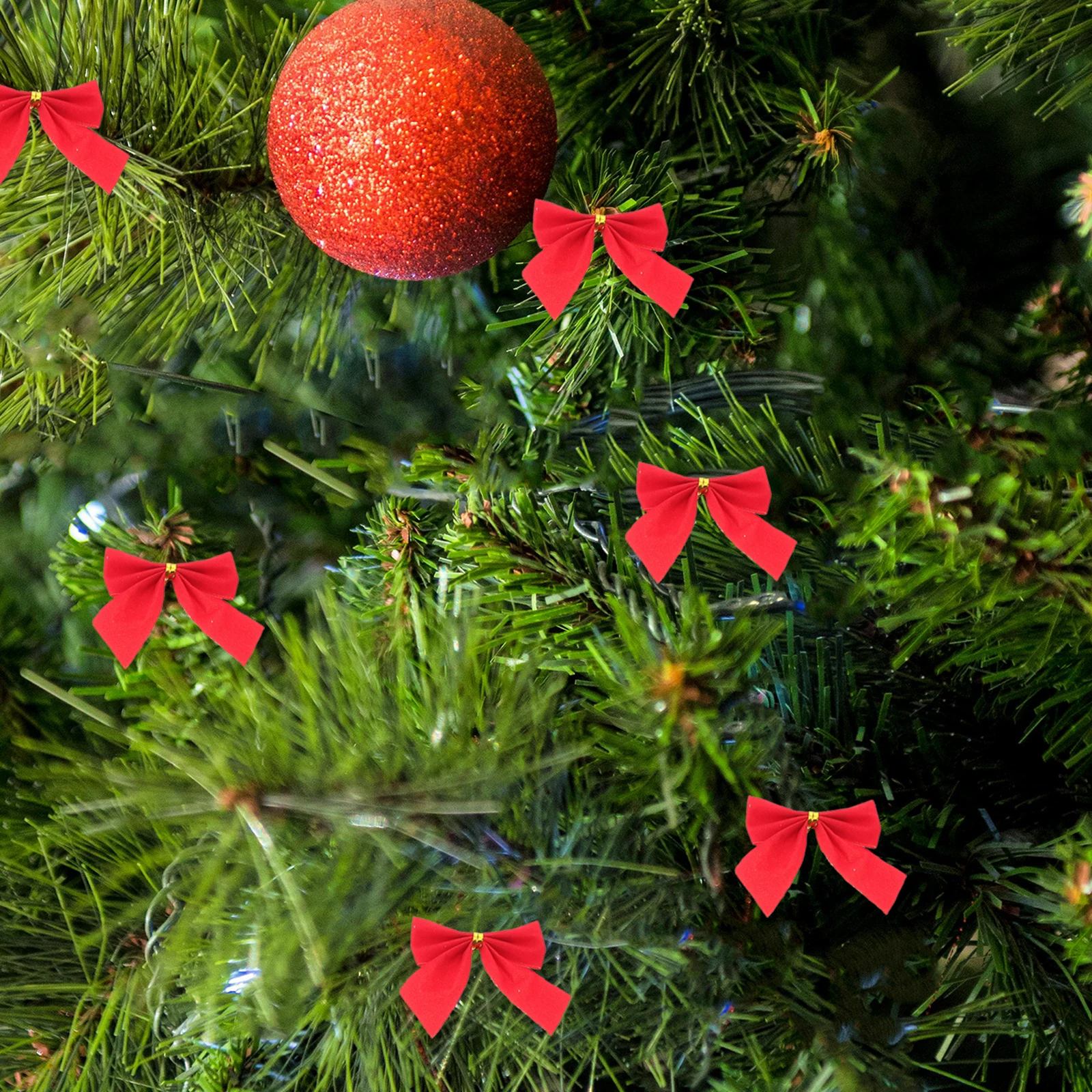 

12 Pcs Bow Christmas nament naments Bowknot Christmas Bowknot 5x6cm Xmas Decor Festive Home Holiday