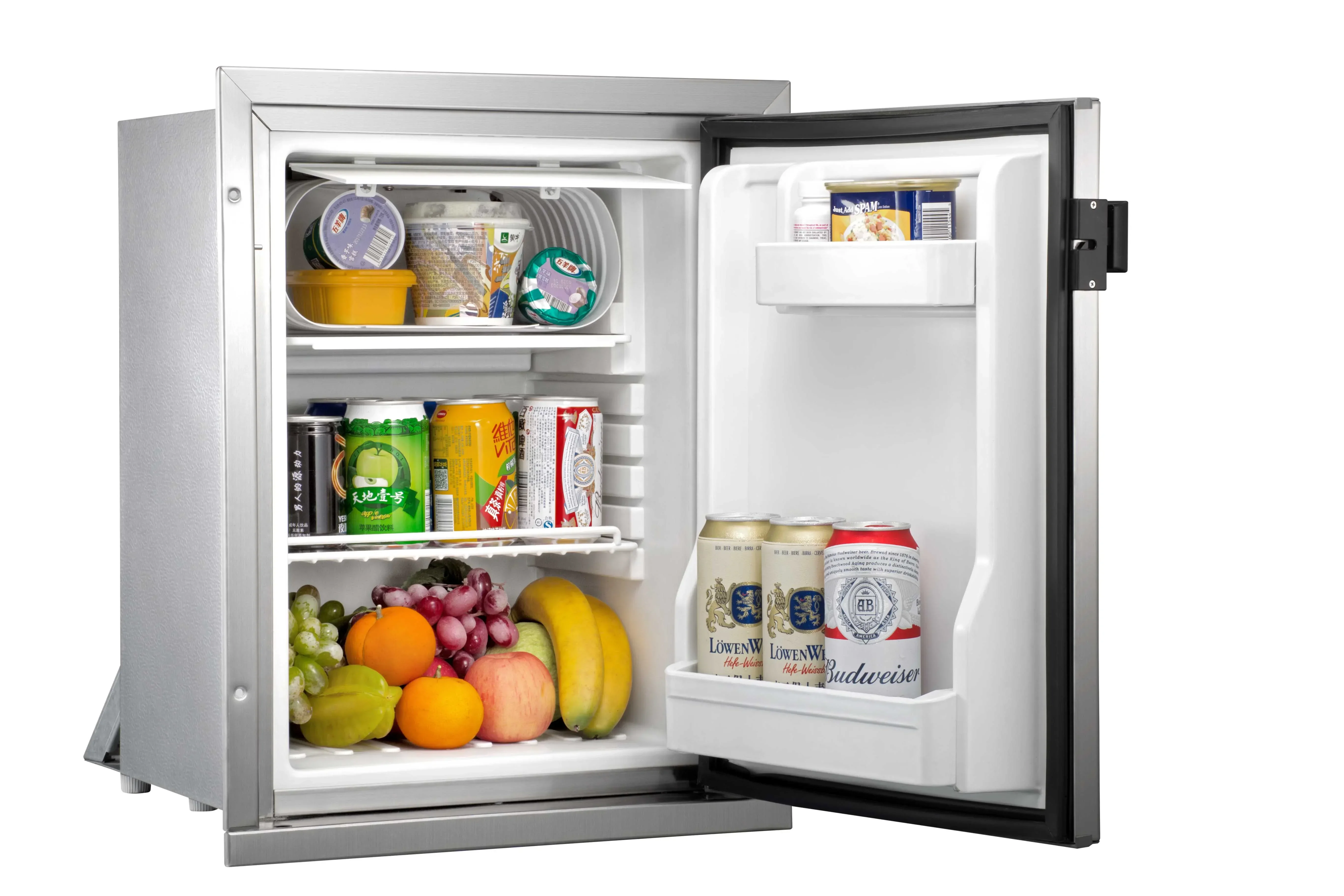 ضاغط 12 فولت 24 فولت ثلاجة أوتوماتيكية صغيرة تستقيم الفولاذ المقاوم للصدأ يخت الثلاجة المحمولة ثلاجة السيارة الفريزر