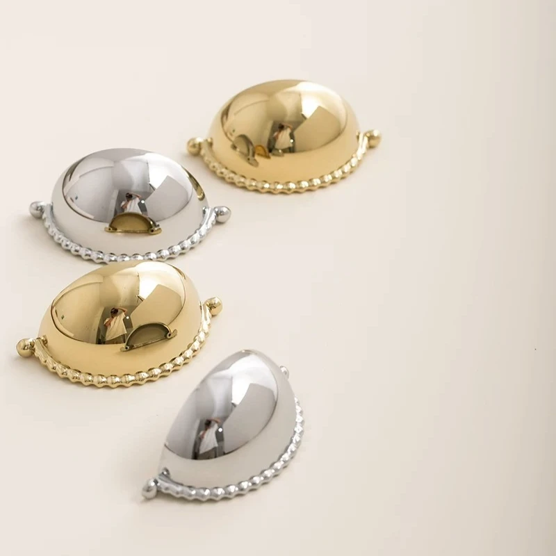 Solid Brass Silver Gold Handles Shell-shaped Thumb Handle Kitchen Cabinet Pulls Furniture Drawer Knobs Bar Counter Handles