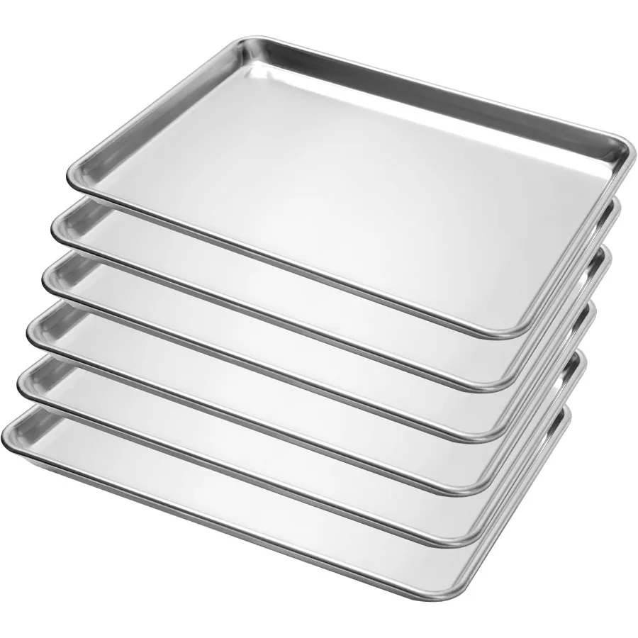 

6 Pack Half Size Baking Sheet Pan Aluminum Commercial Pan for Oven Freezer Bakery Hotel Restaurant 13" × 18"