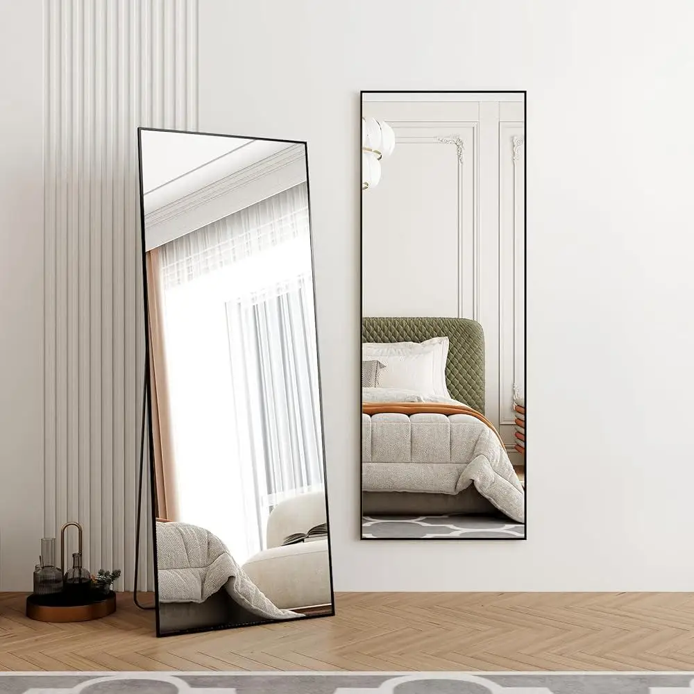 Full Length Mirror Standing Mirror Full Body Mirror Large Leaning Mirror Explosion-Proof Glass Rectangular Design Easy Install