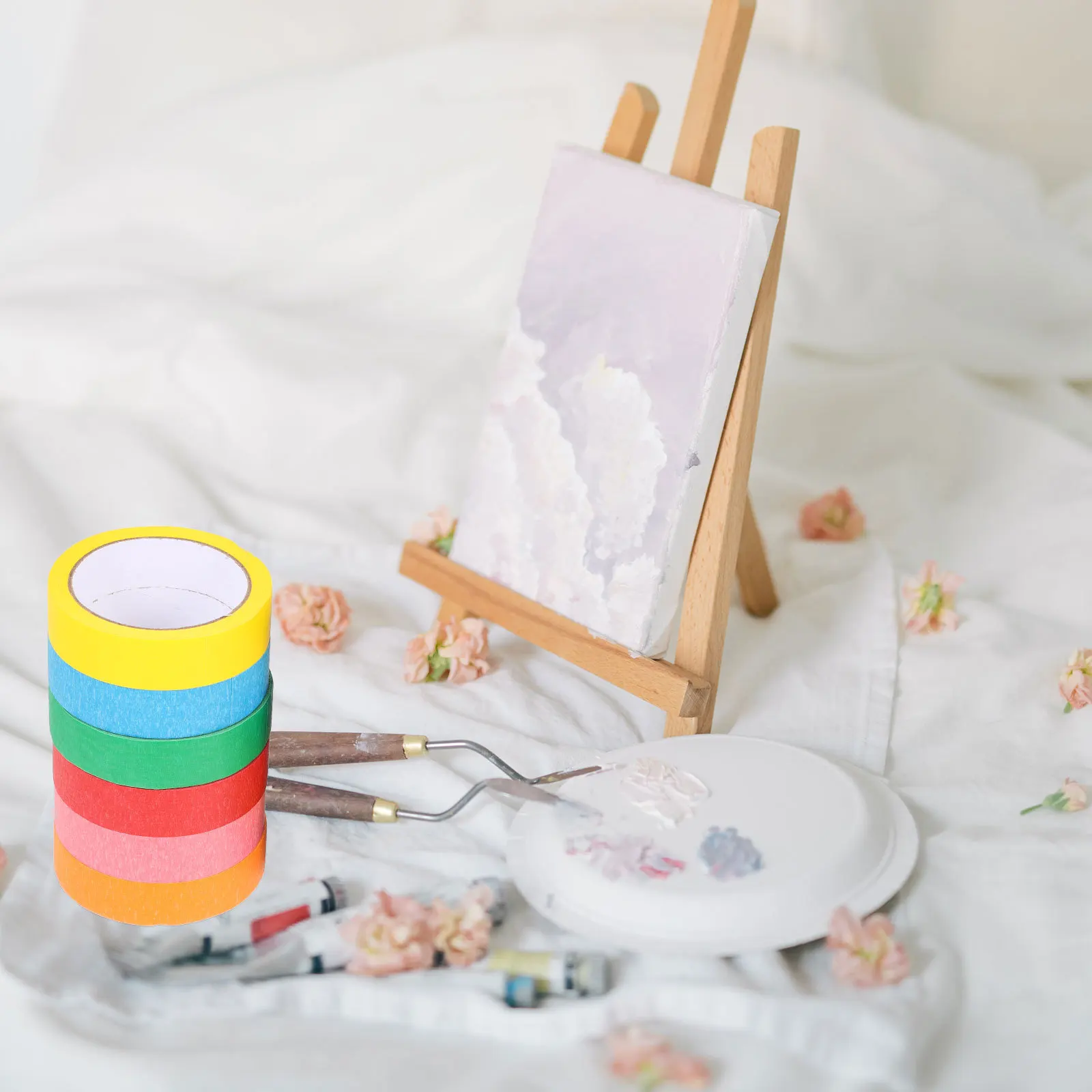 شريطٌ لاصق ملون 12 لفات شريط رسام ذاتي الصنع لرش السيارة جدران المنزل سهل التقشير بدون بقايا أشرطة إخفاء ذاتية الصنع