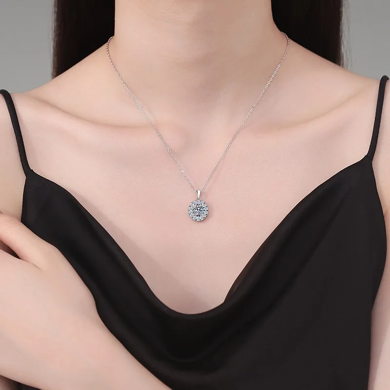 

Овальный кулон-пасьянс из стерлингового серебра 925 пробы, ожерелье 1 карат, цвет D, муассанит, роскошные элегантные ювелирные изделия, подарок для женщин, юбилей