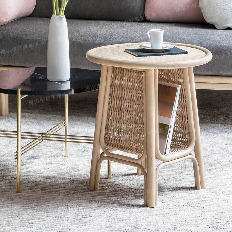 Rattan chair backrest Japanese ins balcony casual indoor single coffee table combination Indonesian natural wabi wabi