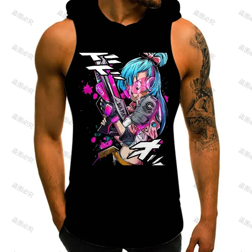 Summer Dragon Ball Z Tops Vest With Hood Bodybuilding Man Vegeta Streetwear Goku 2022 Super Saiyan Men Tank Top High Street New