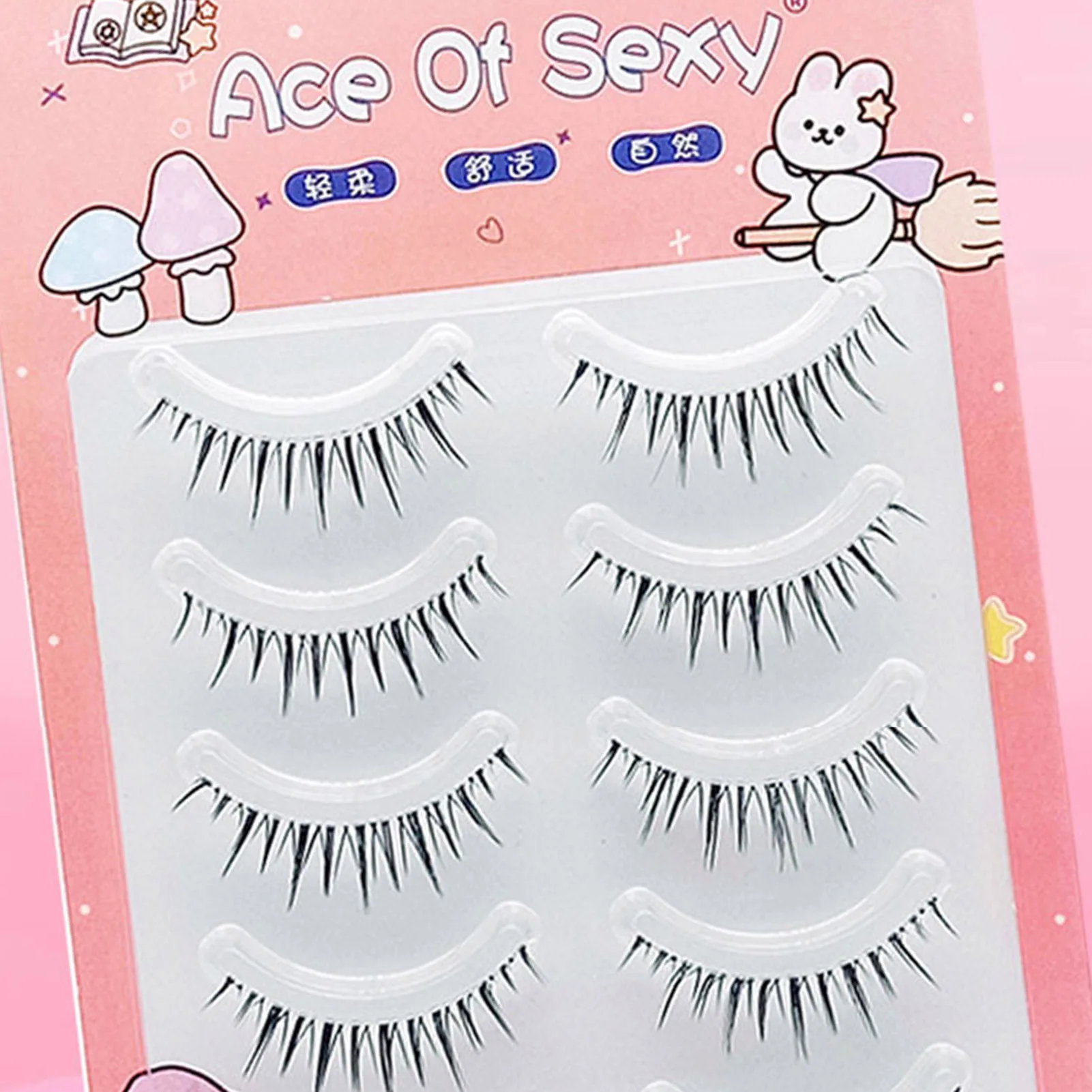 5 paires de faux cils de Type A, cils améliorés en forme de V, tige transparente de 0.14mm, cils naturels doux en vison