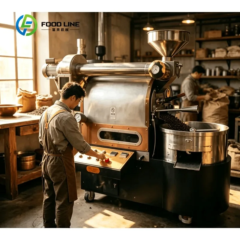 Customized digital controlled coffee roaster integrated bean stone remover dual fuel 6‑12kg batch size for cafe bean treatment