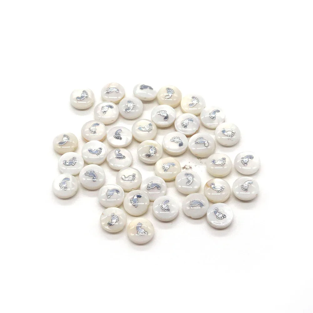 6mm Natural White Shell Beads Oil Dropped Straight Hole Mother of Pearl Loose Beads Women's Jewelry DIY Bracelet Accessories