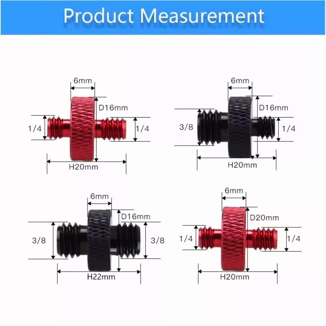 Yiqianyuan 1Piece/Lot 3/8-16 1/4-20 UNC Aluminum Male Threaded Adapter Convertor Screw Camera Tripod Mount
