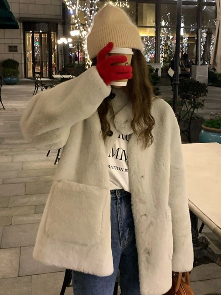 Gray Winter Jackets Women Coats Cozy Big Pockets Baggy Designer Warm Thicken Korean Fashion Clothing Chaqueta Mujer Minimalist