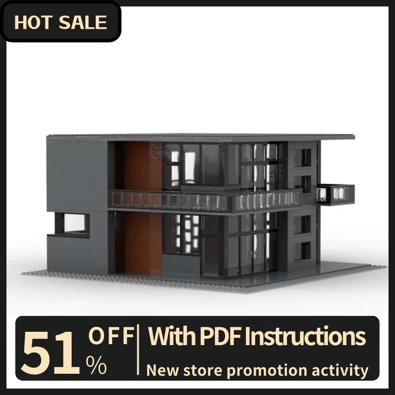 New 1451Pcs City Hot Street View Moc Modular Modern House Model Custom Puzzles Diy Creative Ideas toys Birthday Christmas Gifts