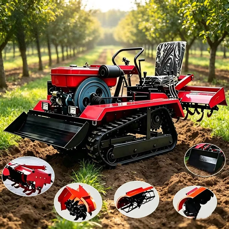Small Body Big Torque Rubber Track Sunflower Rapeseed Farm Cultivating Ridging Furrowing Powered Ridging Machine