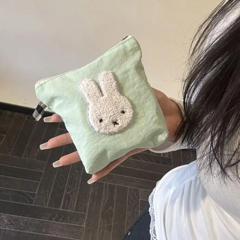 New Miffy Zipper Makeup Bag Creativity Coin Purse Cute Portable Large Capacity Out Small Item Storage Bag Woman Clutch Bag