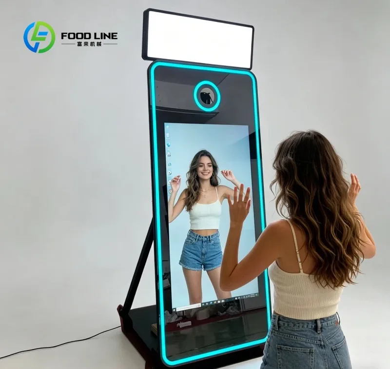 High Resolution 32 43 Inch Magic Mirror Camera Booth Touch Screen with Aviation case Photo Booth for Wedding Party