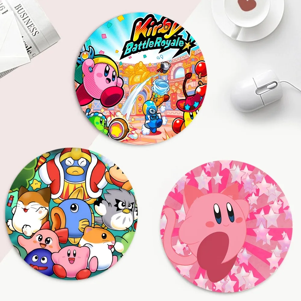 

Cute Star K-KirbysAnti-Slip Round Kawaii Cartoon Anime Gaming Mouse Pad Keyboard Mouse Mats Deskpad Girls for Teen Girls Bedroom