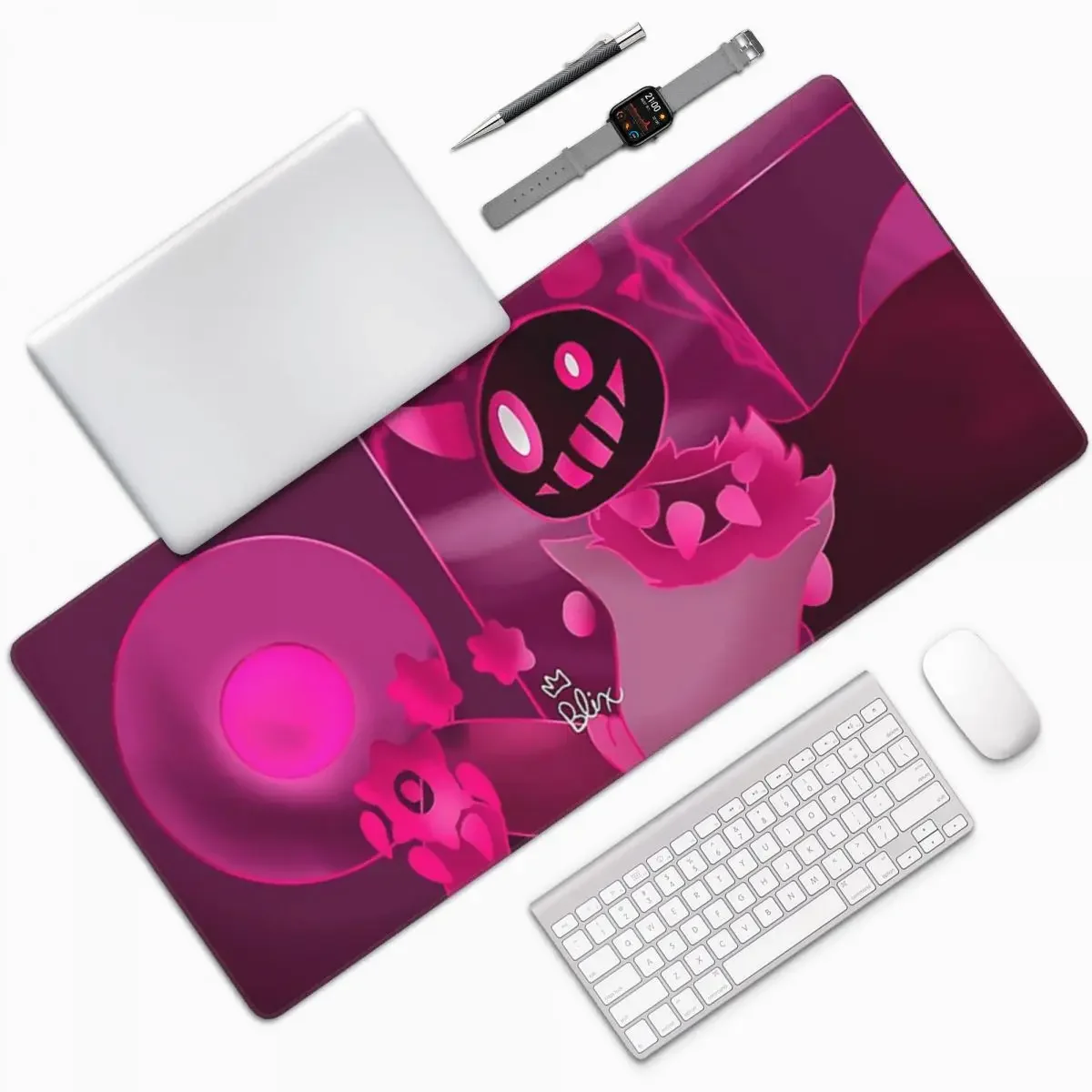 Just Shapes and Beats 타워 바이브 대형 마우스 패드, 컴퓨터 키보드 마우스 매트, 게이머 PC 노트북 책상 매트 액세서리, 테이블 매트