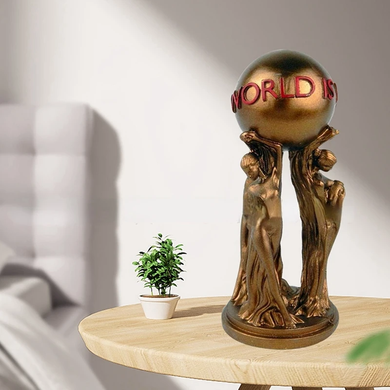 The World Is Your Statue Trophy for Office Home Decoration Birthday Graduation Ceremony Resin Statue Easy To Use