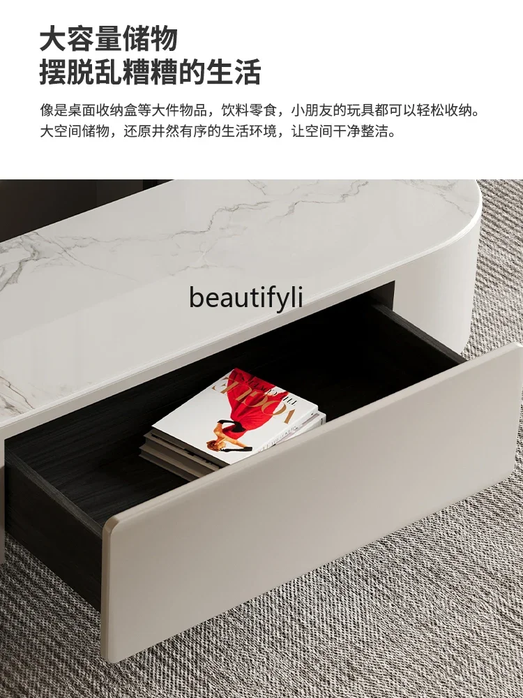 

Простая гостиная из каменной плиты может поднять чайный столик для хранения, многофункциональный чайный столик