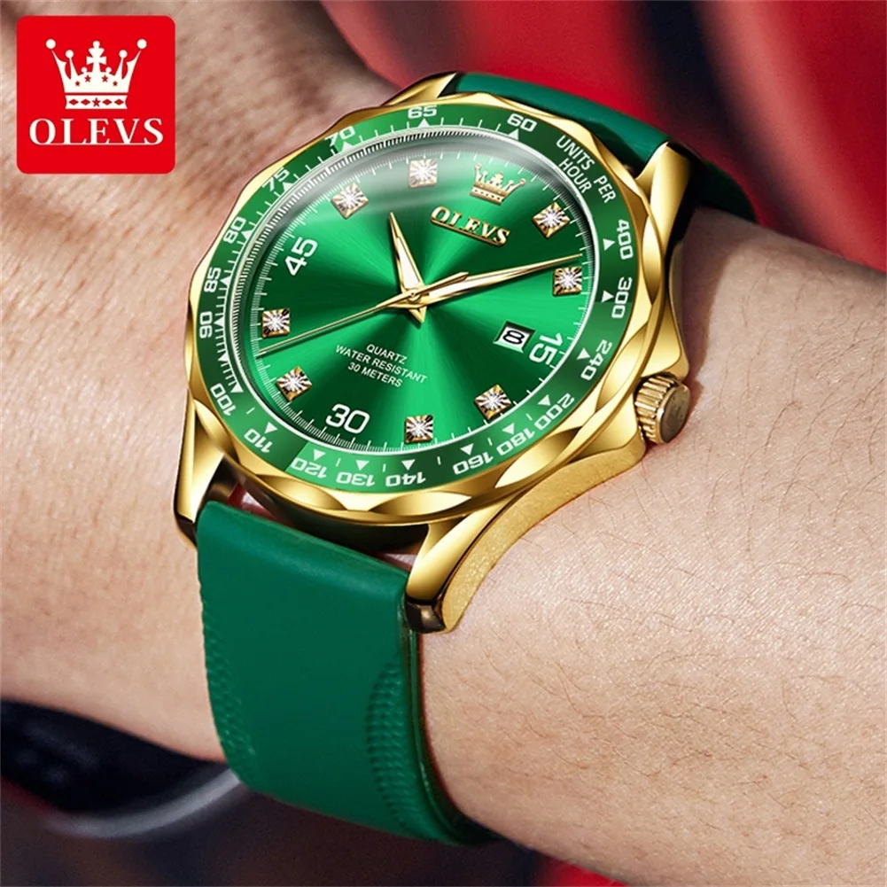 OLEVS Original Men\'s Quartz Watch Luxury Fashion Green Water Ghost Waterproof Men\'s Watch Top Class Business Sports Men\'s Watch