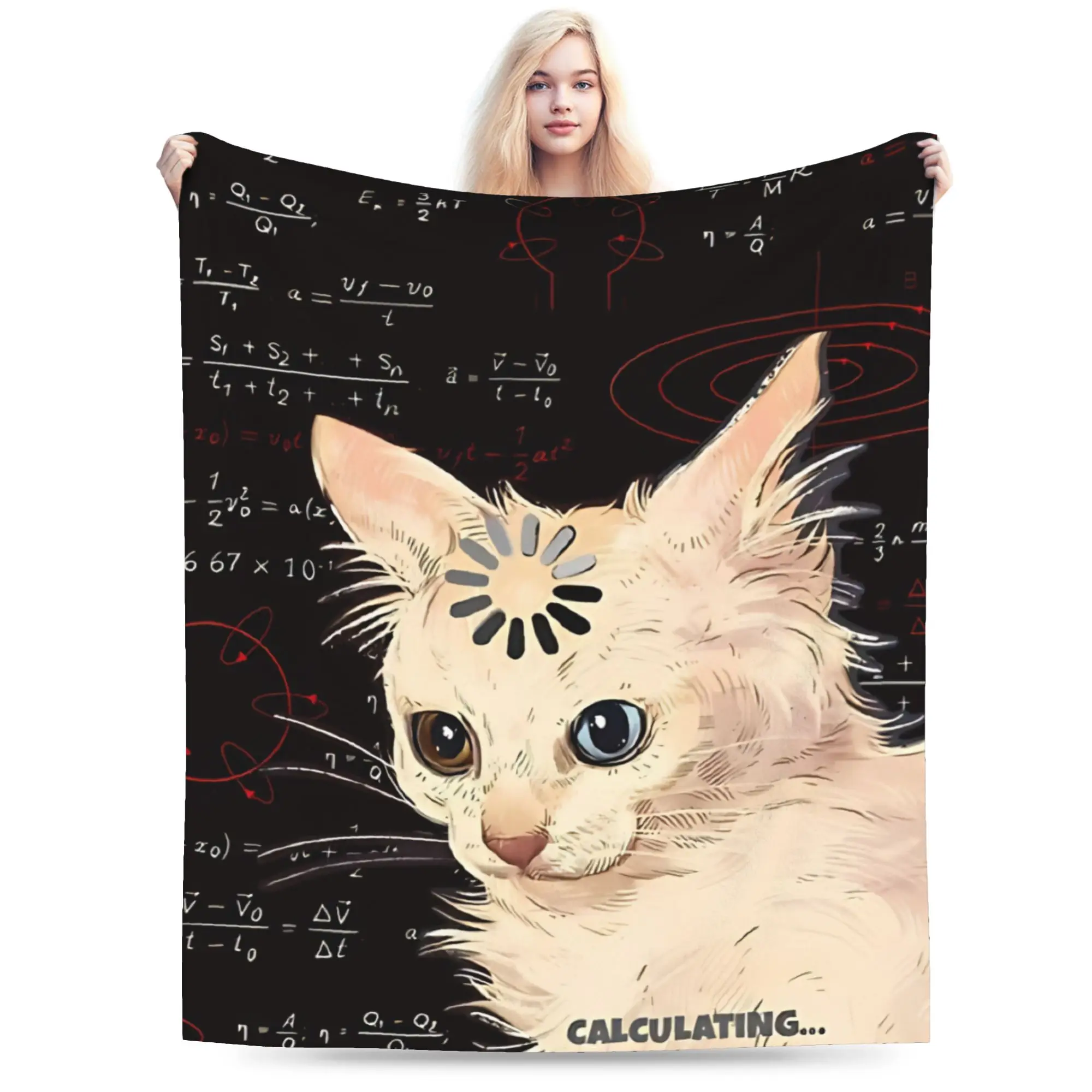 Thinking Cat Physics Formula Meme Blankets Quantum Mechanics Cat  Fleece Throw Blanket Summer Air Conditioning Soft Bedspreads