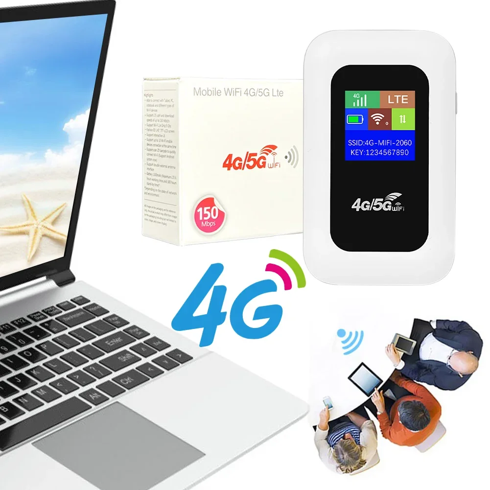

2100mAh 4G Mobile WIFI Router 150Mbps 4G LTE Wireless Router Portable Pocket MiFi Modem with Sim Card Slot for Outdoor Travel