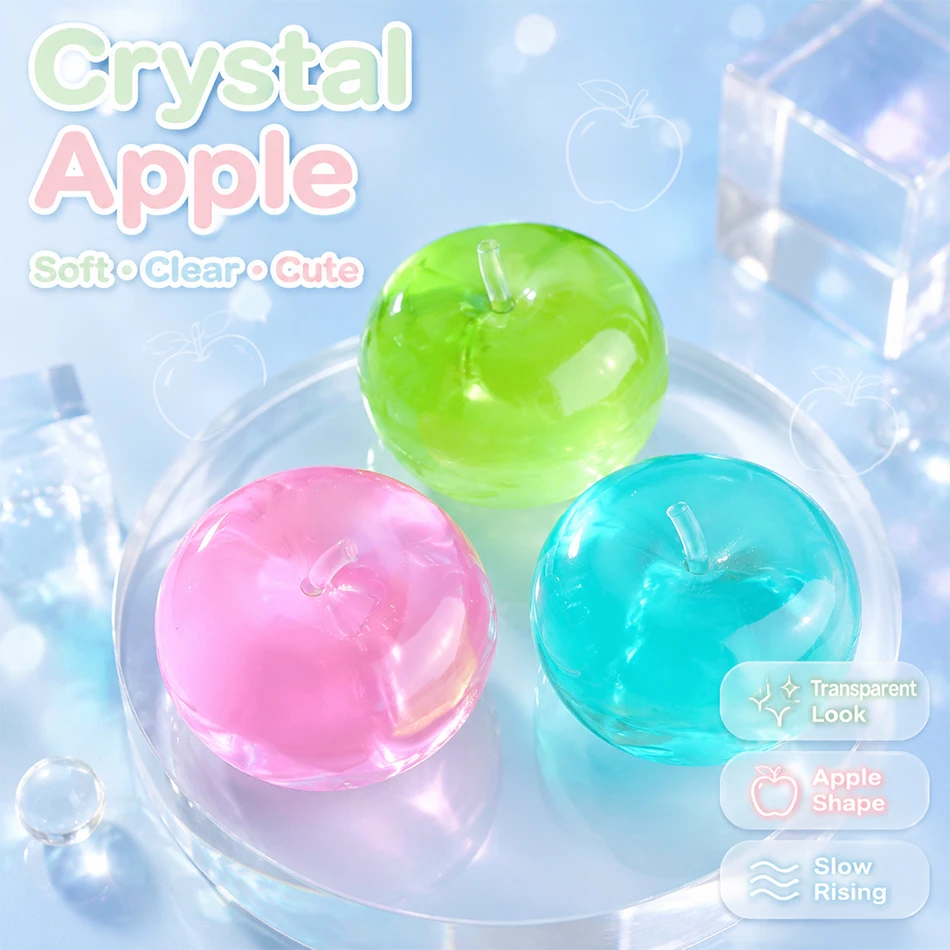 Balle anti-stress souple en maltose transparente en forme de pomme, jouet sensoriel ASMR moulable et non rebondissant, décoration de bureau pour soulager le stress