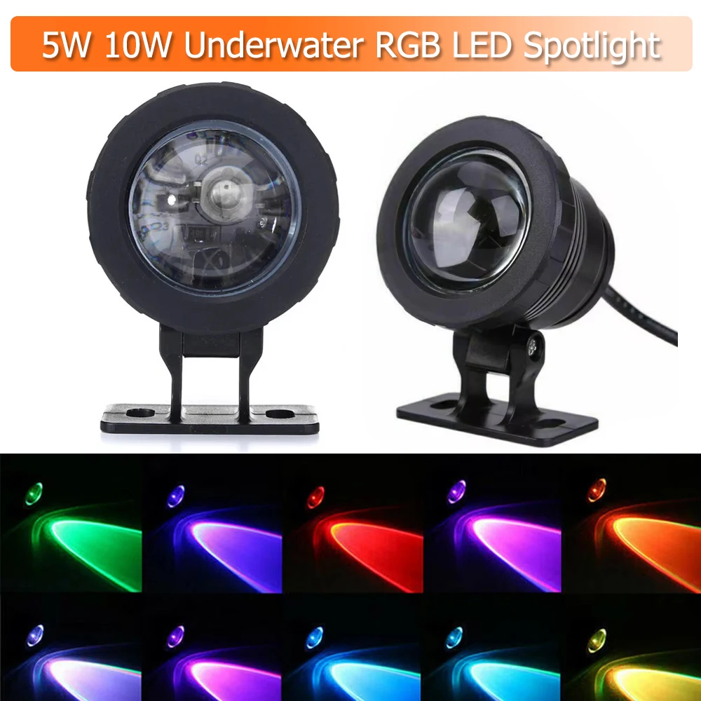 5w 10w Led Spotlight 12v Rgb Floodlight Waterproof Light Bulb Ultra Bright Underwater Outdoor Spotlights Garden Decoration Pool