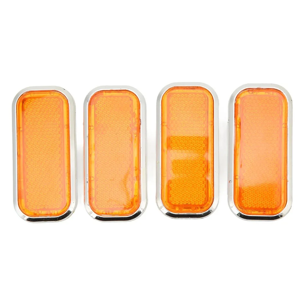 4PCS Bright ABS Reflective Sticker Red/Yellow Durable Safety Reflector Warning Marker Vehicle Night Safety Upgrade