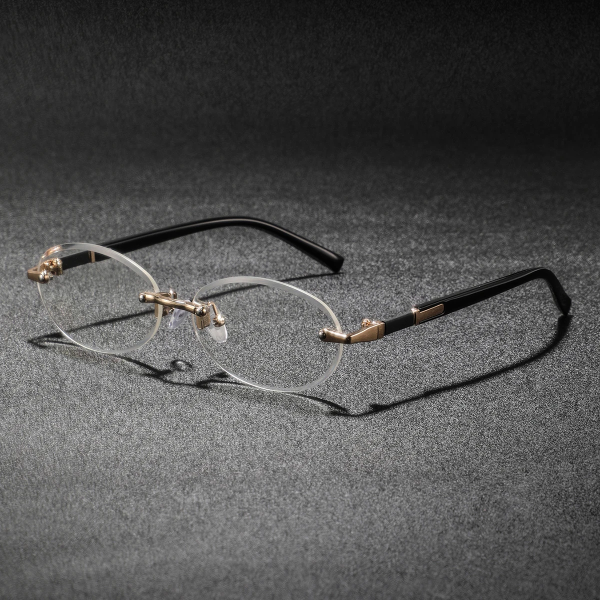1 Pair of Men's Oval-Shaped Rimless Non-Prescription Glasses, Retro, Elegant, Understated, Classy, Fashionable Men's Glasses, Suitable for Casual Wear in Cafes, Street Strolls, Store Visits, and Daily Commuting