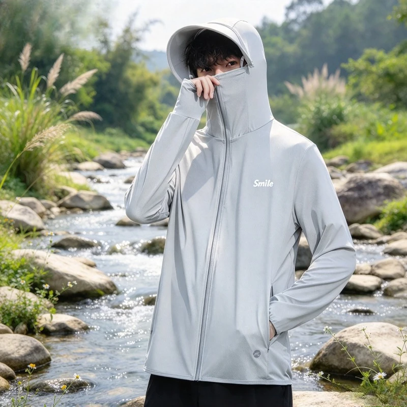 Men's UV Protection Fishing Jacket Lightweight Breathable Cool Touch Sun Shirt for Summer Beach Outdoor Hiking Cycling 낚시 자켓