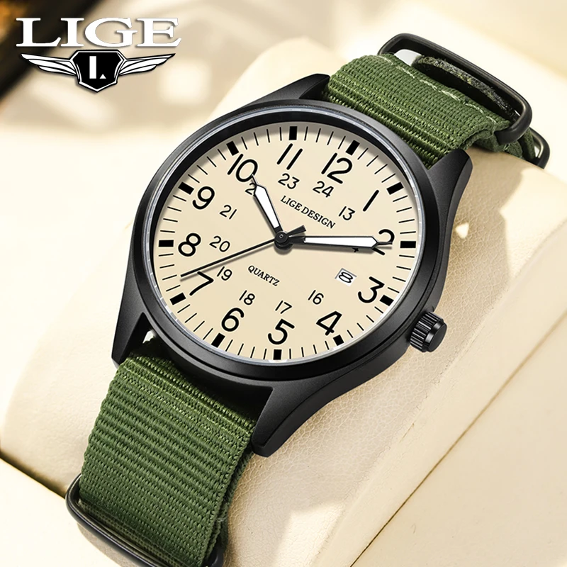 

LIGE лучший бренд класса люкс мужские часы модные повседневные кварцевые часы для мужчин водостойкие светящиеся наручные часы с нейлоновым ремешком Reloj Hombre