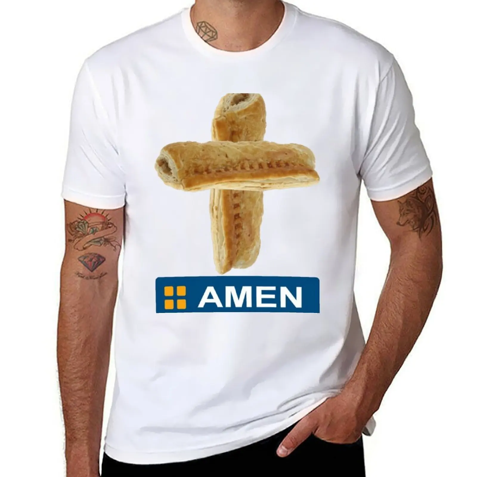 AMEN Greggs Style Sausage Rolls T Shirt T-Shirt cotton t shirt pack anime t shirts for man T-Shirt