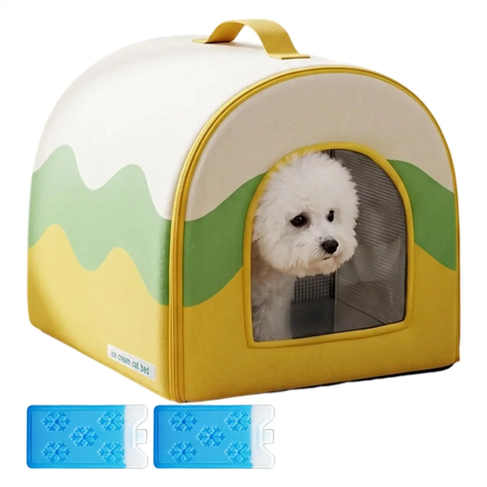 Cooling Cat House Indoor Cat Cave With Ice Crystal Box Cool Down Puppy Nest For Pet Parents Trainers Animal Lovers Apartment
