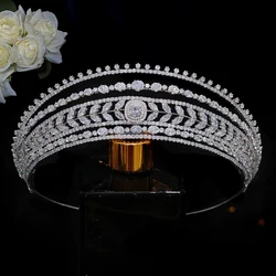 TAZIRN 5A Cubic Zirconia Tiaras and Crowns for Arabic Women Princess Wedding Birthday Party Luxury CZ Headwear Hair Jewelry Gift