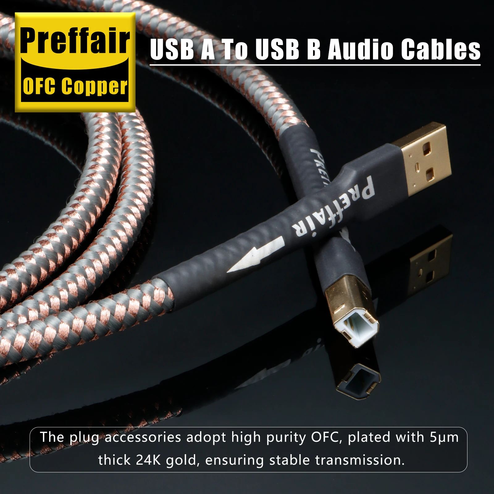 Preffair X401  USB2.0 Cable with Gold-Plate Type A to B Plug OFC Copper Data Cable