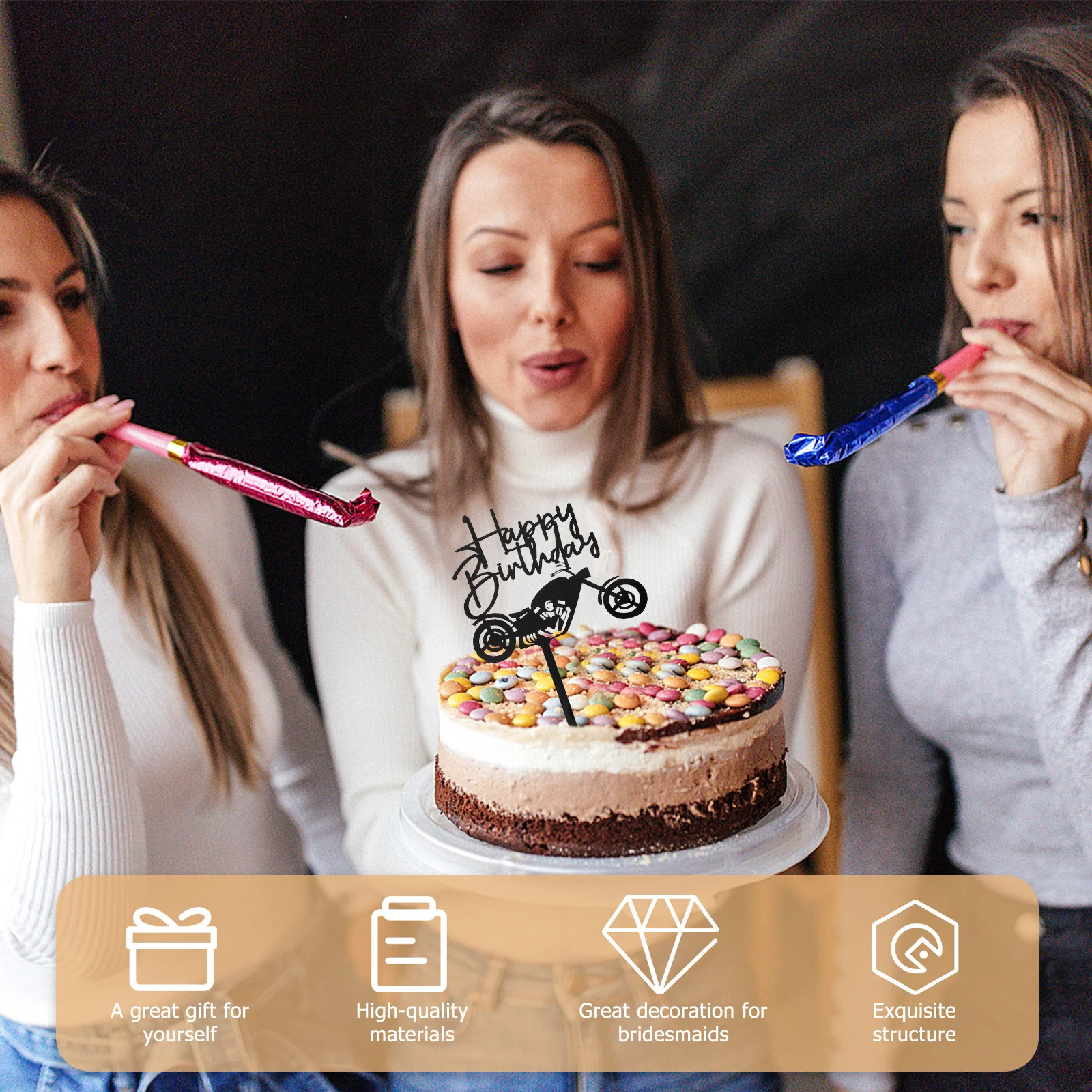 

10Pcs Acrylic Vehicle Cake Toppers Birthday Party Cake Decor Dessert Fruit Picks Cupcake Accessories Dessert Pick