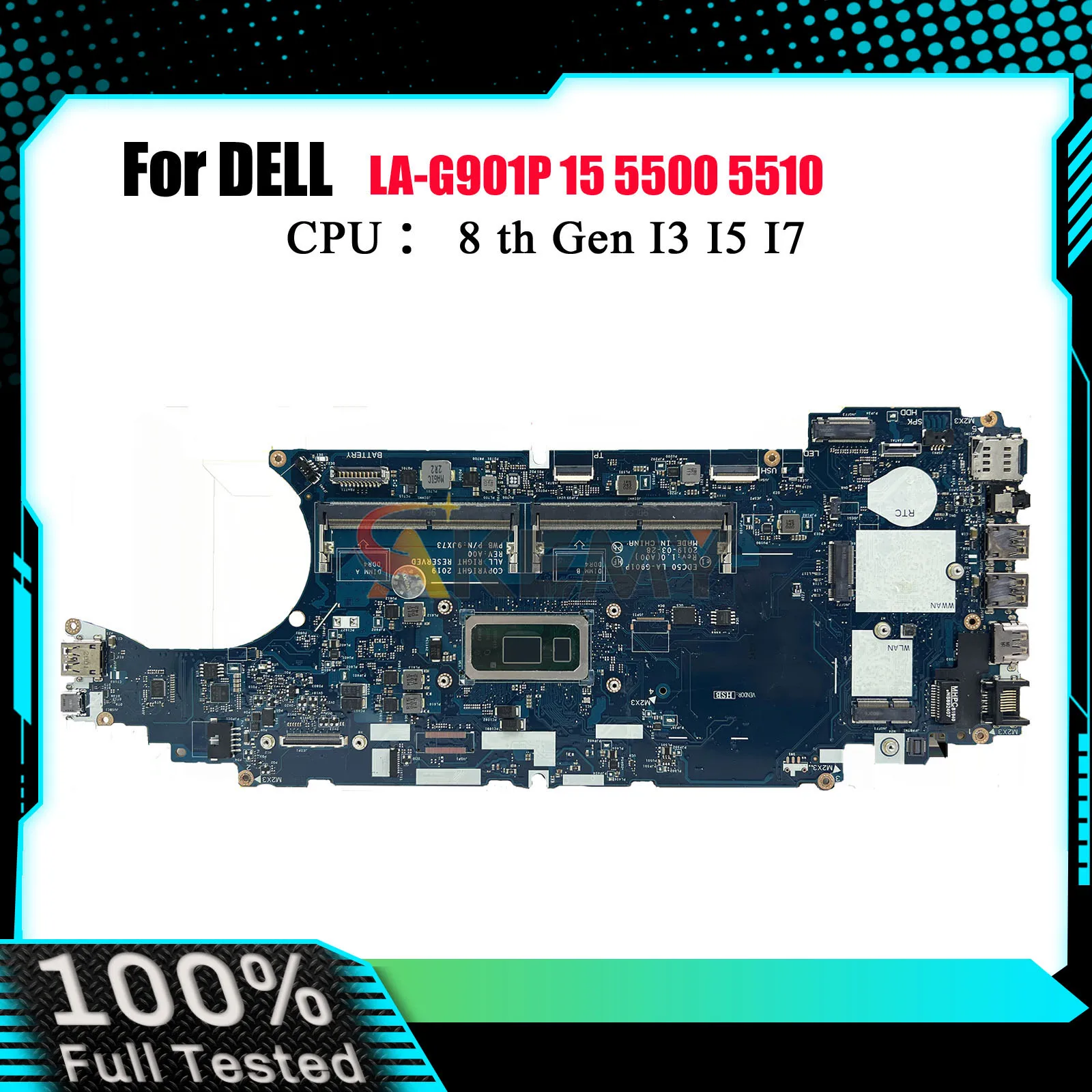 

Материнская плата ноутбука LA-G901P для DELL Latitude 5500 с процессором i3 i5 i7 EDC50 CN-0J16NW 09T2PH 0TW56W 100% полностью протестирована