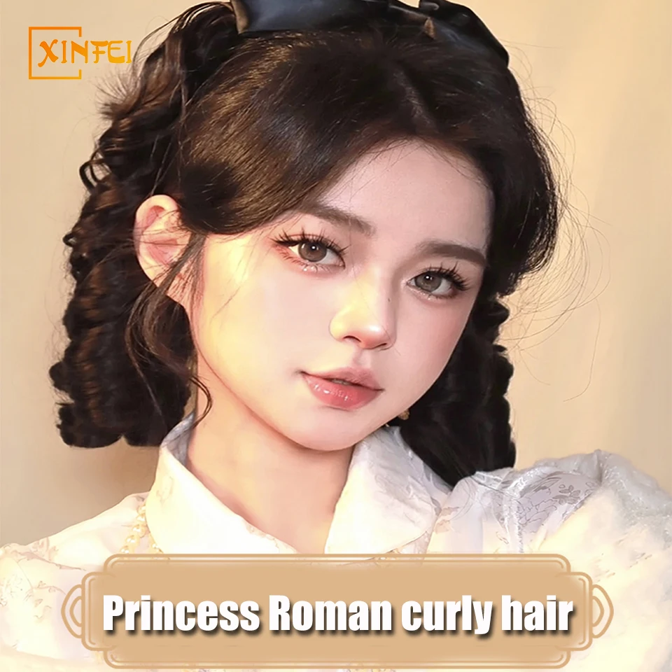 Synthetic Wig Ponytail Women's Retro Fluffy Hairstyle Republic Of China Princess Roman Curly Bow Extension Hair High Ponytail